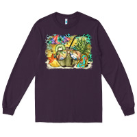 Plum coconut with fruits  background Long Sleeve Tee - BarkalooDesign
