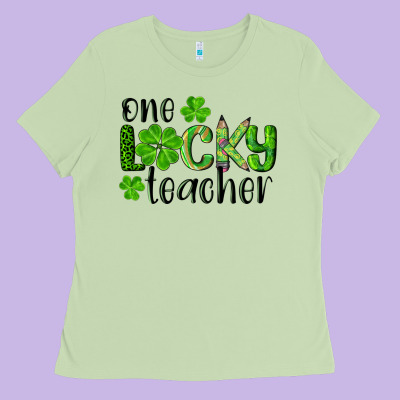 St. Patrick's Day One Lucky Teacher Ladies Tee Designed By Ranaportraitstore