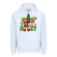 White St. Patrick's Bad and boozy with gnome Premium Hoodie - HowdyJamesFarm