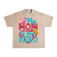 French Oak My Mom Is My Hero Breast Cancer Urban Heavy Tee - BundleAndBundleShop