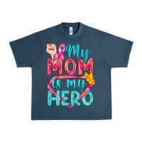 Midnight Navy My Mom Is My Hero Breast Cancer Urban Heavy Tee - BundleAndBundleShop