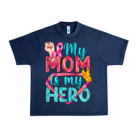 Navy My Mom Is My Hero Breast Cancer Urban Heavy Tee - BundleAndBundleShop