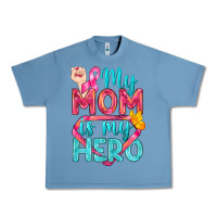 Pebble Blue My Mom Is My Hero Breast Cancer Urban Heavy Tee - BundleAndBundleShop