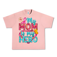 Salmon My Mom Is My Hero Breast Cancer Urban Heavy Tee - BundleAndBundleShop