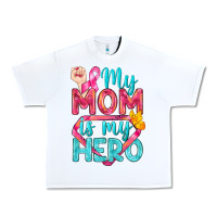 White My Mom Is My Hero Breast Cancer Urban Heavy Tee - BundleAndBundleShop