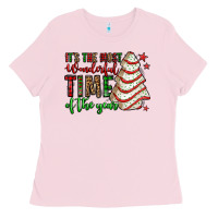 Bubblegum Pink it's the most wonderful time of the year christmas tree cake Ladies Tee - Jasminsmagicworld