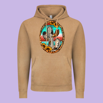 Western Cactus Vintage Hoodie Designed By Jasminsmagicworld