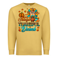 Antique Gold Grateful Thankful Blessed Thanksgiving Cold Drink Premium Sweatshirt - FaDigitalArtStudio