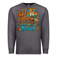 Charcoal Heather Grateful Thankful Blessed Thanksgiving Cold Drink Premium Sweatshirt - FaDigitalArtStudio