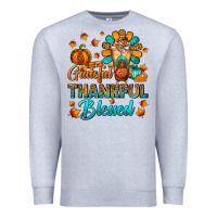 Heather Grey Grateful Thankful Blessed Thanksgiving Cold Drink Premium Sweatshirt - FaDigitalArtStudio