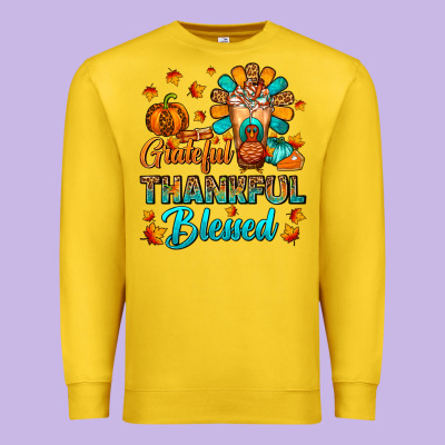 Grateful Thankful Blessed Thanksgiving Cold Drink Premium Sweatshirt Designed By Fadigitalartstudio