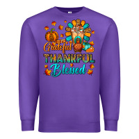 Purple Grateful Thankful Blessed Thanksgiving Cold Drink Premium Sweatshirt - FaDigitalArtStudio