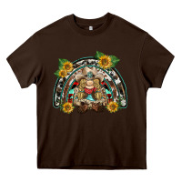 Chocolate Brown western gnome sunflowers rainbow Heavy Core Tee - BarkalooDesign