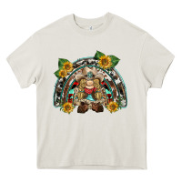 Cream western gnome sunflowers rainbow Heavy Core Tee - BarkalooDesign