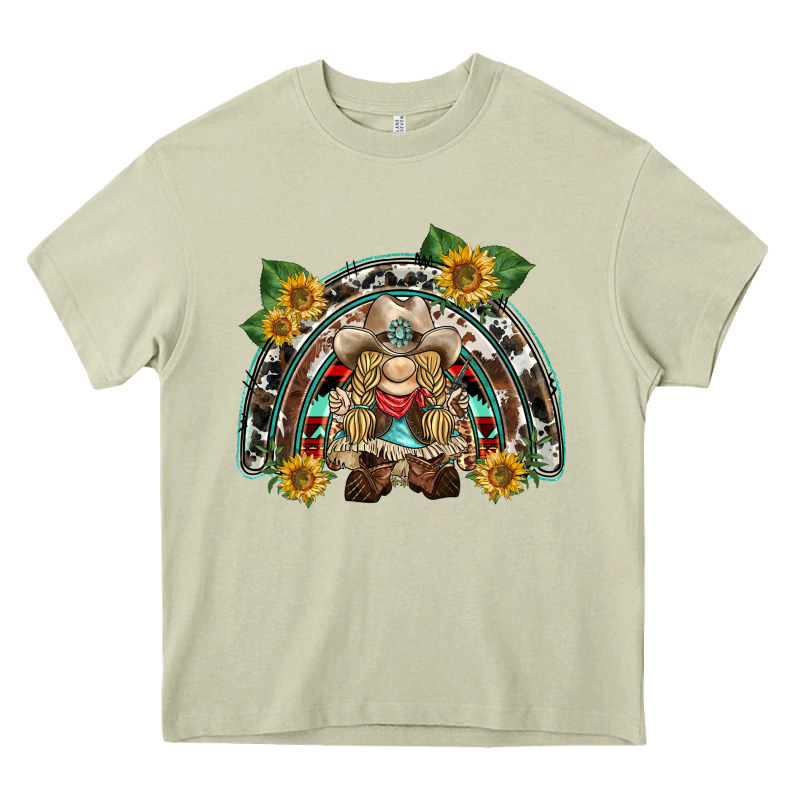 Western Gnome Sunflowers Rainbow Heavy Core Tee by BarkalooDesign | Teevron