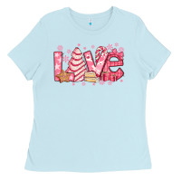 Baby Blue love pink christmas tree cake Ladies Tee - Jasminsmagicworld