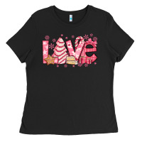 Black love pink christmas tree cake Ladies Tee - Jasminsmagicworld