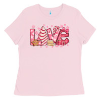Bubblegum Pink love pink christmas tree cake Ladies Tee - Jasminsmagicworld