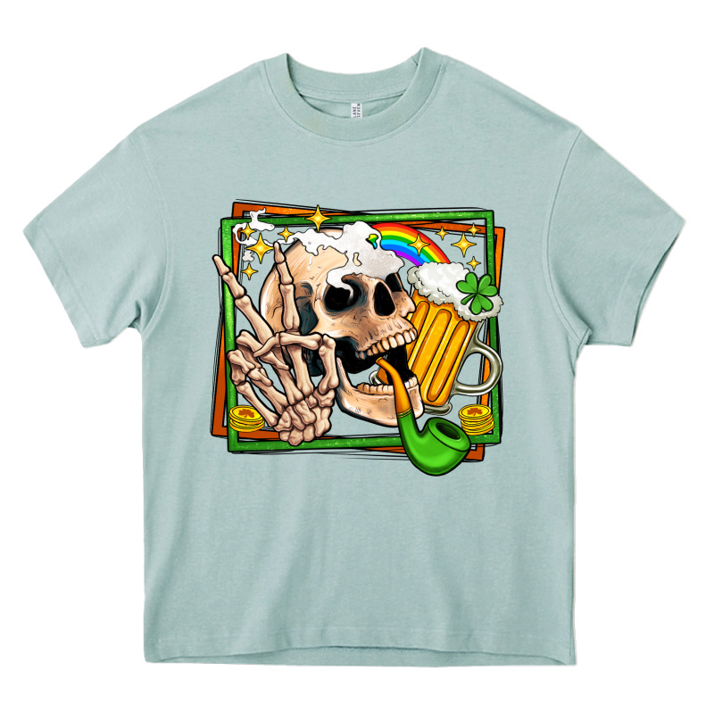 St Patricks Day Peace Skull Heavy Core Tee by Jasminsmagicworld | Teevron