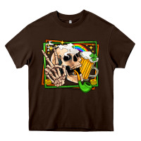 Chocolate Brown st patricks day peace skull Heavy Core Tee - Jasminsmagicworld