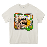Cream st patricks day peace skull Heavy Core Tee - Jasminsmagicworld