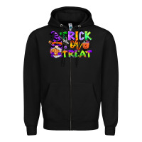 Black trick or treat gnome Zipper Hoodie - CowGirlArtShop