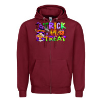 Burgundy trick or treat gnome Zipper Hoodie - CowGirlArtShop