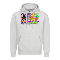 Dove Grey trick or treat gnome Zipper Hoodie - CowGirlArtShop