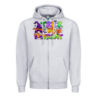 Heather Grey trick or treat gnome Zipper Hoodie - CowGirlArtShop