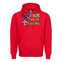 Red trick or treat gnome Zipper Hoodie - CowGirlArtShop