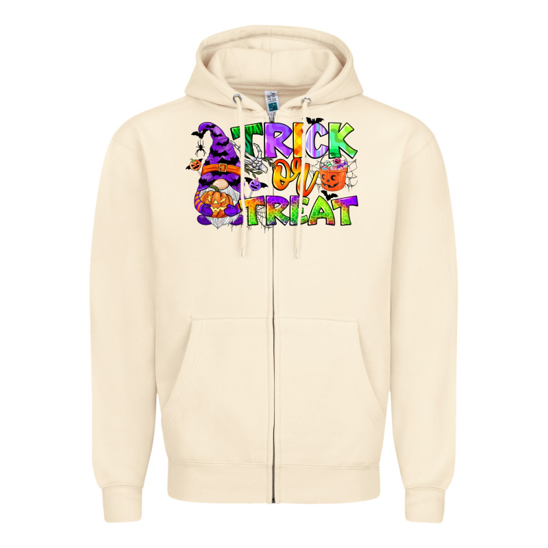 Trick Or Treat Gnome Zipper Hoodie by CowGirlArtShop | Teevron