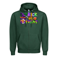 Sports Green trick or treat gnome Zipper Hoodie - CowGirlArtShop