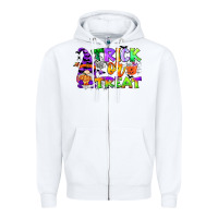 White trick or treat gnome Zipper Hoodie - CowGirlArtShop