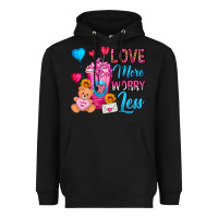 Black Love More Worry Less Valentines Day Cold Drink Heavyweight Hoodie - FaDigitalArtStudio