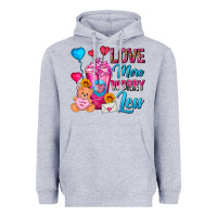 Heather Grey Love More Worry Less Valentines Day Cold Drink Heavyweight Hoodie - FaDigitalArtStudio