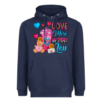 Navy Love More Worry Less Valentines Day Cold Drink Heavyweight Hoodie - FaDigitalArtStudio