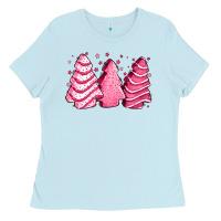 Baby Blue pink Christmas cakes Ladies Tee - Jasminsmagicworld