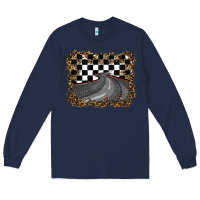 Navy leopard racing  background Long Sleeve Tee - RanaPortraitStore