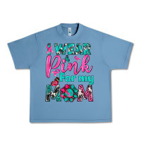 Pebble Blue I Wear Pink For My Mom Urban Heavy Tee - BundleAndBundleShop
