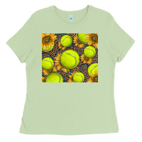 Matcha tennis ball with sunflower and racket Ladies Tee - BarkalooDesign