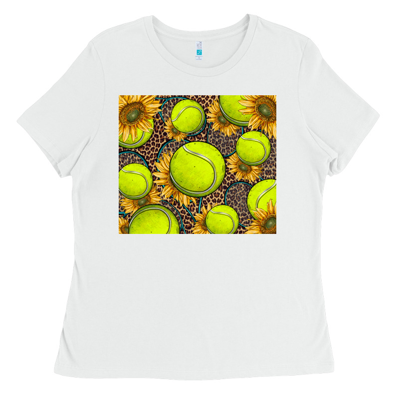 Tennis Ball With Sunflower And Racket Ladies Tee by BarkalooDesign | Teevron