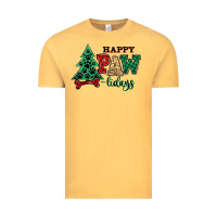Vintage Mustard happy pawlidays christmas pets Vintage Tee - MaliasSmallBusiness