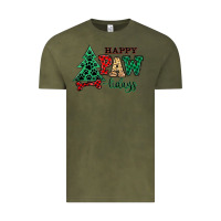 Vintage Olive happy pawlidays christmas pets Vintage Tee - MaliasSmallBusiness
