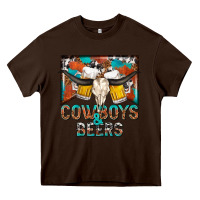Chocolate Brown cowboys and beers Heavy Core Tee - NancyCooperArtShop