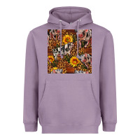 Lavender Western Spotted Pig With Sunflowers Seamless Heavyweight Hoodie - FaDigitalArtStudio