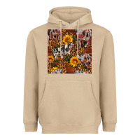 Mushroom Western Spotted Pig With Sunflowers Seamless Heavyweight Hoodie - FaDigitalArtStudio