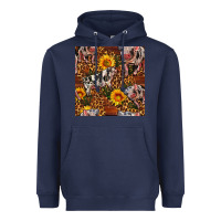 Navy Western Spotted Pig With Sunflowers Seamless Heavyweight Hoodie - FaDigitalArtStudio