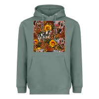 Sage Western Spotted Pig With Sunflowers Seamless Heavyweight Hoodie - FaDigitalArtStudio