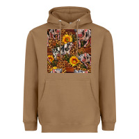 Toasted Coconut Western Spotted Pig With Sunflowers Seamless Heavyweight Hoodie - FaDigitalArtStudio