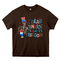 Chocolate Brown dead inside but its freedom Heavy Core Tee - AdoDesignShop